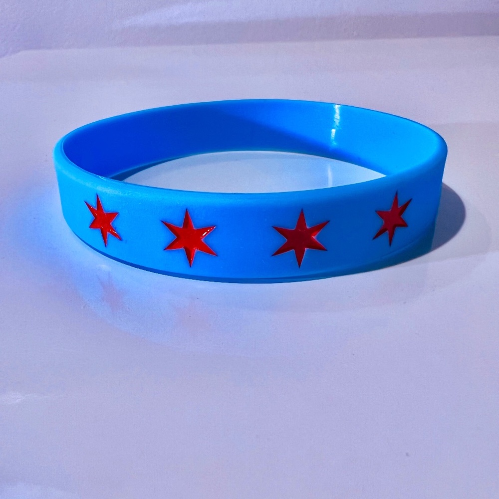 Chicago Flag wristband bracelet silicone